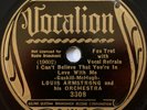 Louis Armstrong E+ 78: I Can't Believe You're In Love/My Sweet - Vocalion 3308
