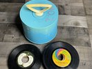 DISK-GO-CASE 45 RPM Vintage Blue Vinyl Record Holder / 56 Records The Beatles
