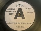 THE KINKS.....ALL DAY AND ALL OF THE NIGHT....PYE...UK...45 Promo Rare VG/VG+