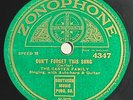 The Carter Family - Don't Forget This Song, Zonophone 4347, Country 78, 1927