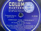 Columbia 78 rpm shellac test record, 1930s. 12-inch shellac with frequency chart