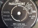 THE BEATLES 45 DPE 167 BLACK PARLOPHONE AND I LOVE HER rare SINGLE INDIA 20 VG+