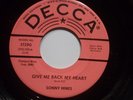 SONNY HINES Give Me Back My Heart Teardrop Avenue RARE 45 1961 Decca ‎31290 MINT