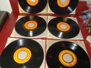 6 Rare 1965 and 1966 Seeburg 1000 Orange Label Basic Library Records, 16 2/3 RPM