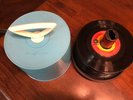 VINTAGE 45 RPM RECORD CASE BLUE DISK GO CASE W/ 40 RECORDS. Beatles, Grand Funk