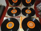 6 Rare 1965 and 1966 Seeburg 1000 Orange Label Basic Library Records, 16 2/3 RPM