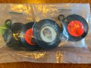 BEATLES SET OF 4 PLASTIC RECORD SHAPED CHARMS MINT in UNOPENED BAG. 1964
