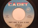 Barbara & The Browns - 45 - I Don'T Want To Have To Wait / Plenty Of Room