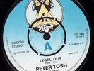 PETER TOSH Legalize It 7 INCH VINYL UK Virgin 1976 DJ Promo 4 Prong Label Design