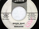 MOONLIGHTERS 45 Broken Heart / Glow Of Love PROMO on Josie oldies doo wop c5175