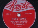 Swiss Family Fraunfelder 78rpm Herd Song & Garibaldi Rondo R-569 Folk Volksmusik
