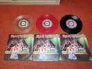 IRON MAIDEN, 3 ORIGINAL UK PRESSINGS ON 7 INCH VINYL.  TWILIGHT ZONE RED & CLEAR