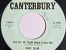 ALICE CLARK - You Hit Me - CANTERBURY - 60's NORTHERN SOUL 45 - 70's Re