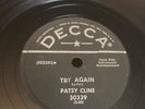 Decca 78 RPM Patsy Cline - Try Again / Today Tomorrow Forever 30339 V++