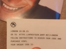 NEW Unused Aphex Twin LONDON FIELD DAY record card 19-08-23  SOLD OUT