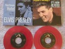 ELVIS PRESLEY HEARTBREAK HOTEL&ITS NOW OR NEVER RED VINYL 45s&PICTURE SLEEVES L2