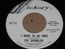 RARE GARAGE 45 - THE SPARKLES - I WANT TO BE FREE - HICKORY - PROMO