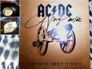 AC/DC  FOR THOSE ABOUT TO ROCK genuine Autograph autografo A.Y  RARE  VG++ 33 LP