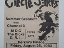 Original 1983 CIRCLE JERKS - MDC D.R.I. Full Page PERKIN'S PALACE Concert Flyer