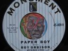 HEAR Roy Orbison 45 Paper Boy / With The Bug teen teener rockabilly NM