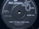 THE BEATLES I Want To Hold Your Hand S Africa SOLID CENTRE VINYL 7
