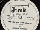 Lightnin Hopkins 1954 Promo 78 Movin On Out Boogie and Sick Feelin Blues Herald