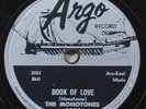 1958 THE MONOTONES Book Of Love / You Never Loved Me ARGO 78 rpm record
