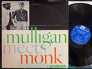 RARE JAZZ LP MULLIGAN MEETS MONK OG MONO US RIVERSIDE RLP 12-247 DG BLUE 1959