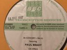 Paul Brady In Concert 386 BBC Transcription LP Vinyl Record 1986 Live