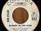BOB DYLAN - Blowin' In The Wind COLUMBIA PROMO FOLK ROCK 45 RARE