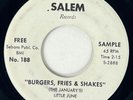 LITTLE JUNE & JANUARYS Burgers, Fries & Shakes Salem Doo Wop R&B Sheldon VG+ 45