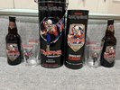 2 Iron Maiden Trooper Beer Metal Tin Canister SEALED Display PROMO Pint Glasses