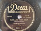 Andrews Sisters – Rum And Coca-Cola / One Meat Ball  1944 Shellac 78 RPM Decca