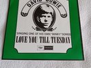 DAVID BOWIE: LOVE YOU TILL TUESDAY (NOT FOR RESALE). 7 INCH SINGLE WITH PIC COVE