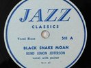 BLIND LEMON JEFFERSON Black Snake Moan, Match box Blues JAZZ CLASSICS 78 prewar