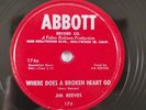 Jim Reeves - Where Does A Broken Heart Go   1955 Shellac 78 RPM Abbott 174