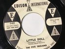 45 RPM Five Trojans EDISON INT DJ 412 Little Doll / Lola Lee VG+