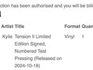 KYLIE MINOGUE Tension II SIGNED NUMBERED TEST PRESSING - 50 COPIES  PRE ORDER