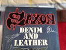 AUTOGRAPHED Vinyl Record SAXON Denim and Leather Vintage Original 1981