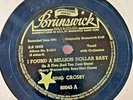 Bing Crosby - Brunswick - 78RPM - Million Dollar Baby / Thru With Love