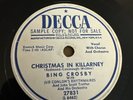 PROMO Decca 78 RPM Bing Crosby - Christmas In Killarney 27831 V+