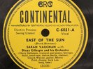 78 RPM East Of The Sun Interlude Sarah Vaughan Dizzy Gillespie Continental 6031