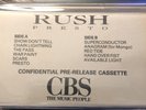 Rush ‎Presto Canada Promo Cassette CBS ‎ANT 1059, Anthem ANT 1059