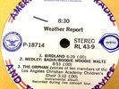 RL43-9 AFRTS RARE MILITARY PRESSING: WEATHER REPORT '8:30'