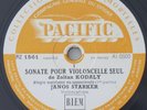 Janos Starker Kodaly Sonata for Solo Cello French 78RPM Pacific PIZ 1561/4