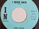 EDDIE FOSTER - I Never Knew - IN - 60's NORTHERN SOUL 45 - 70's Reissue