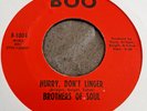 Brothers Of Soul   :  Hurry , Don't Linger   -  Boo   -  60's Soul 45  -  Exc