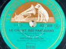 Germaine Sablon : Le chant des partisans RARE DISQUE 78 RPM LVDSM SG. 298
