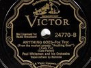SCHELLACK Paul Whiteman And His Orchestra All Through The Night / Anything Goes
