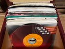 Vintage Wood Record Case & 50 Classic Rock 45 RPM Records
